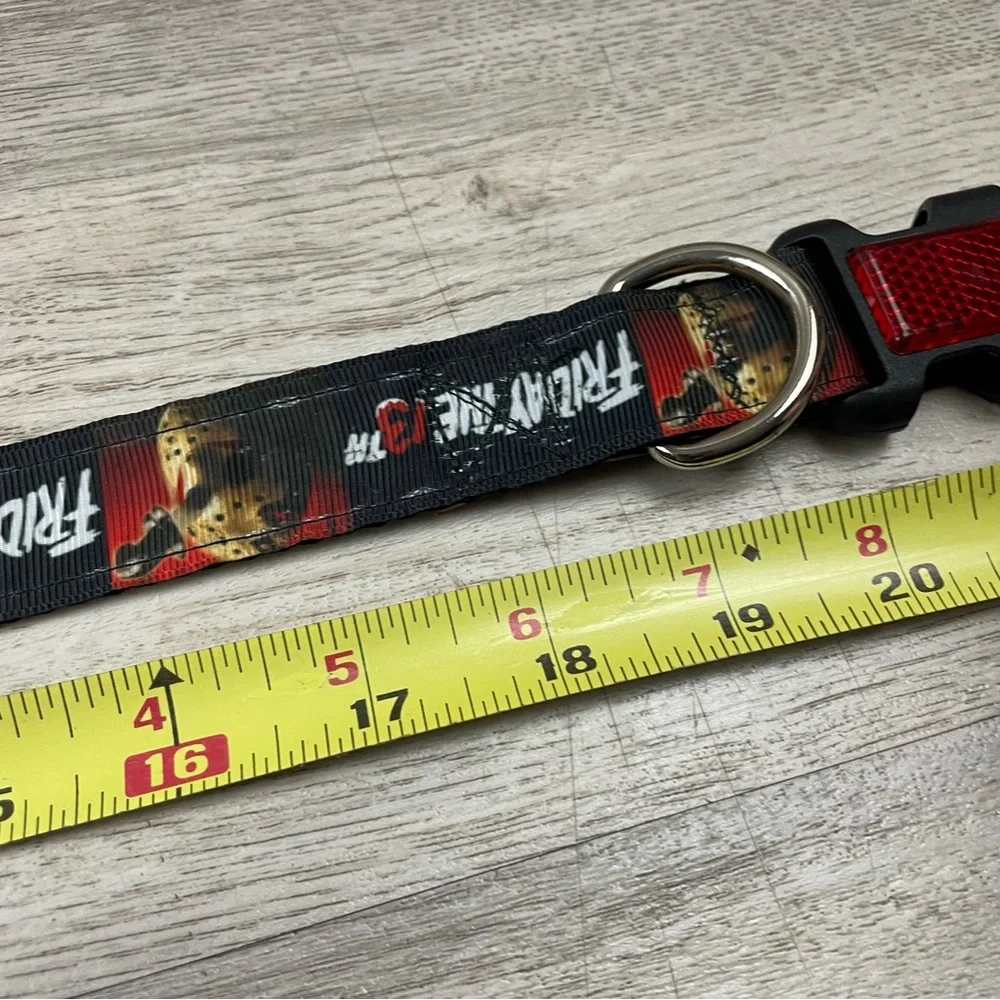 Friday The 13th Dog Collar With Reflective Clip Halloween Adjustable 19.5-11.5”